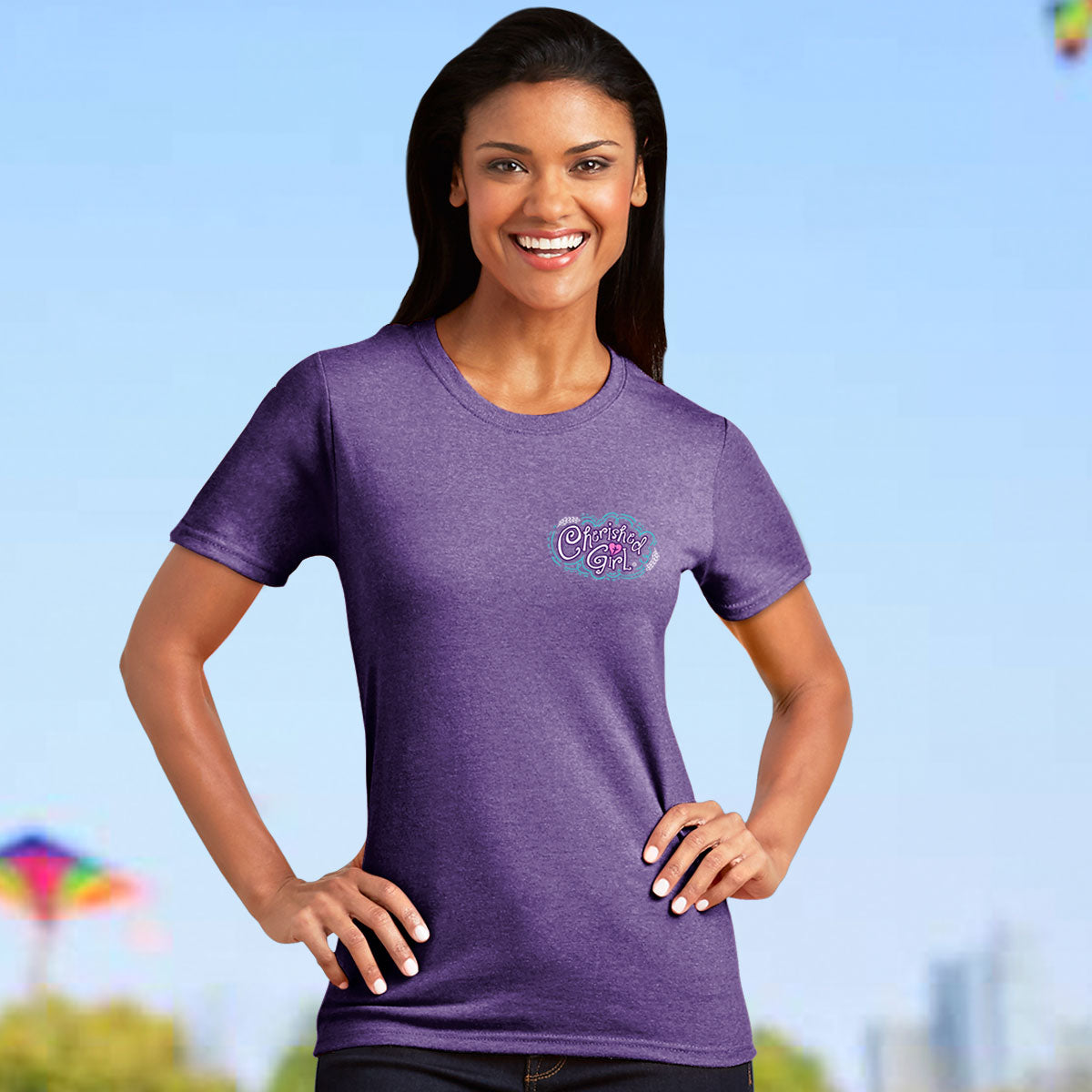 Cherished Girl Womens T-Shirt Through Christ