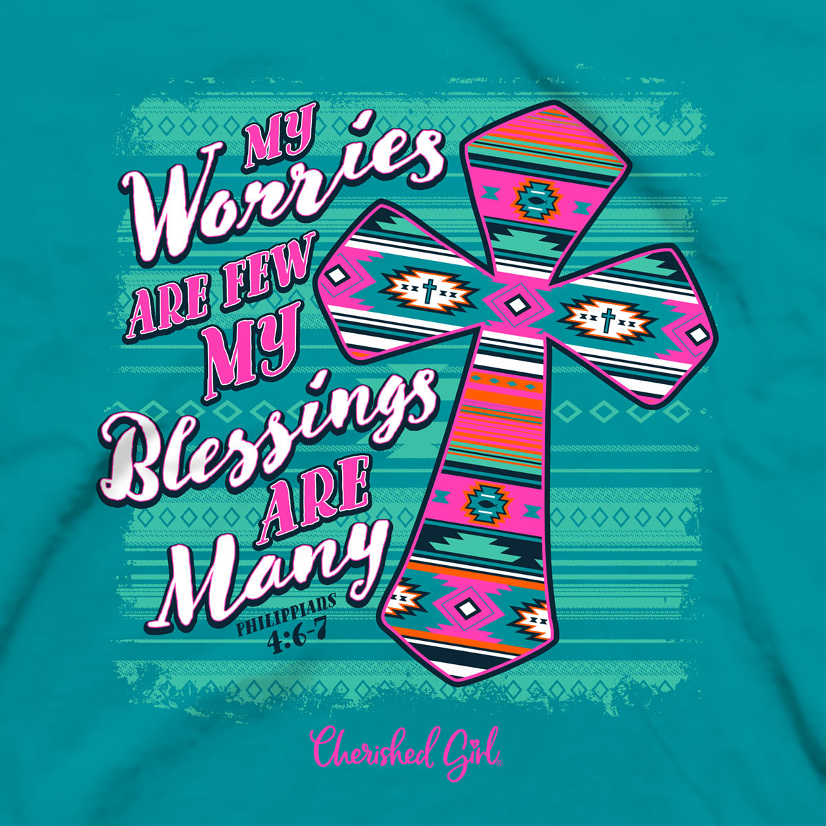 Cherished Girl Womens T-Shirt Serape Cross