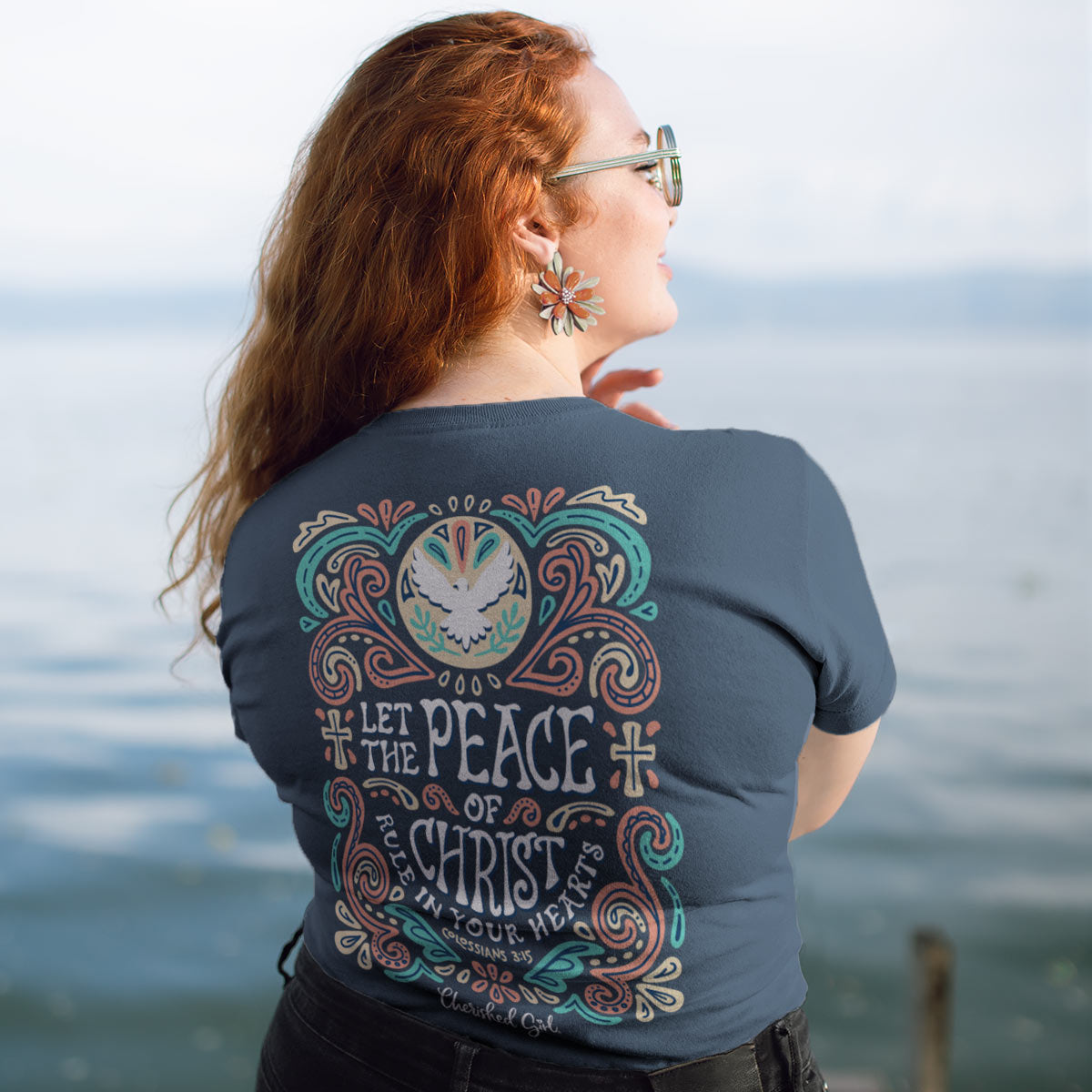 Cherished Girl Womens T-Shirt Peace Of Christ