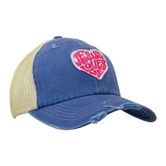 Cherished Girl Womens Cap Jesus Loves Me Heart