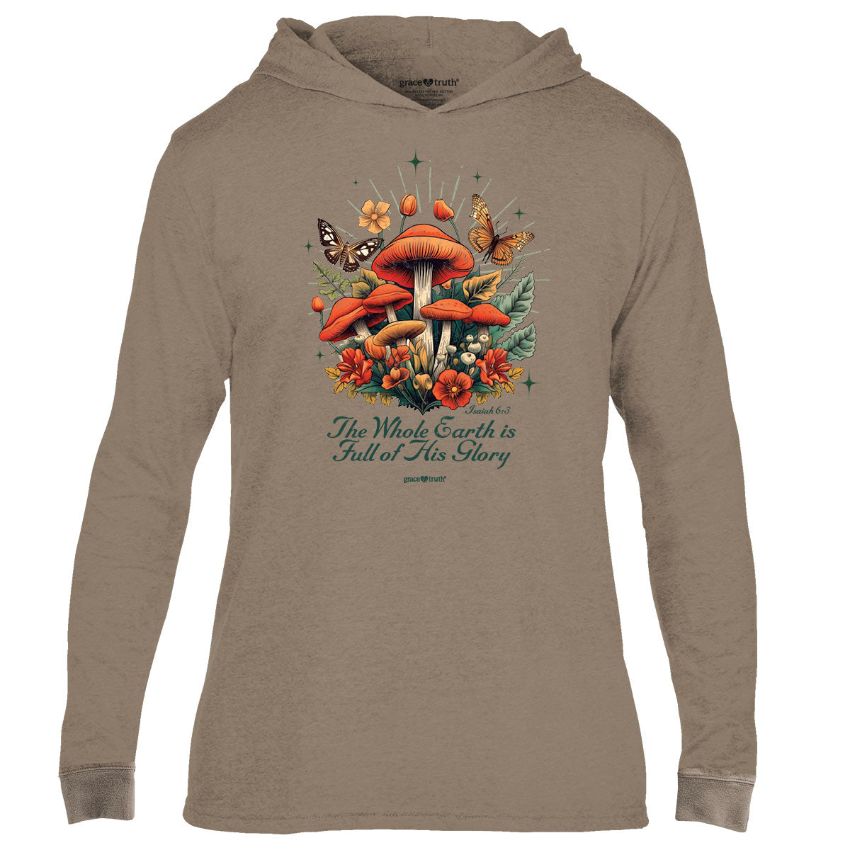 grace & truth Womens Hooded T-Shirt Mushrooms