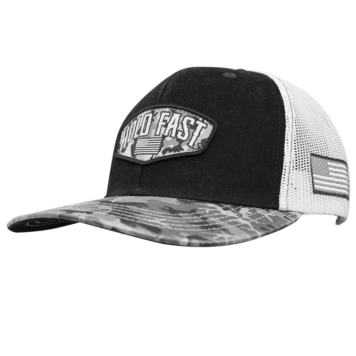 HOLD FAST Mens Cap Black Camo Crest