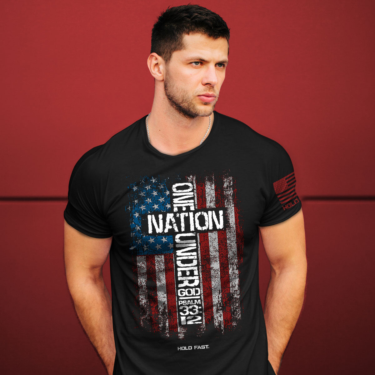 HOLD FAST Mens T-Shirt One Nation Flag