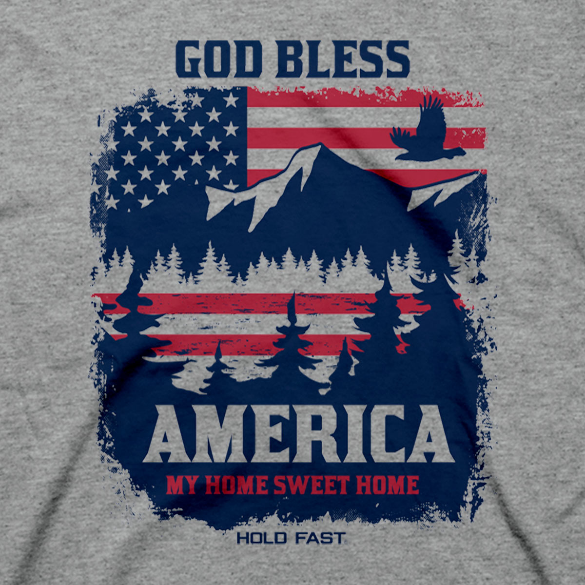 HOLD FAST Mens T-Shirt God Bless America Scene