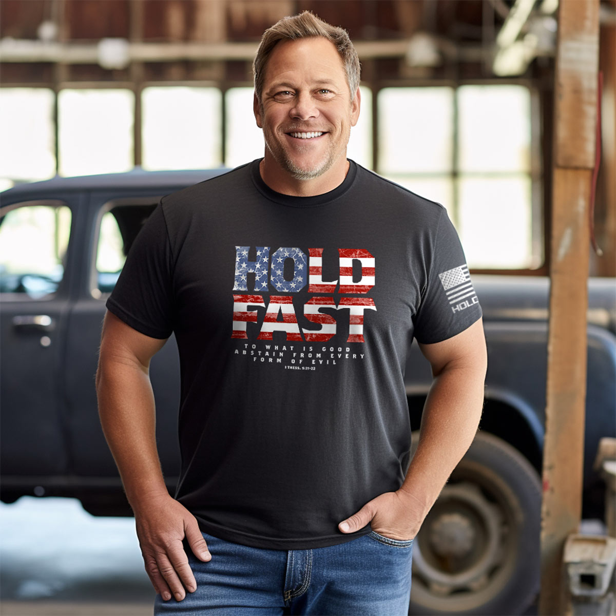 HOLD FAST Mens T-Shirt Hold Fast Flag Fill