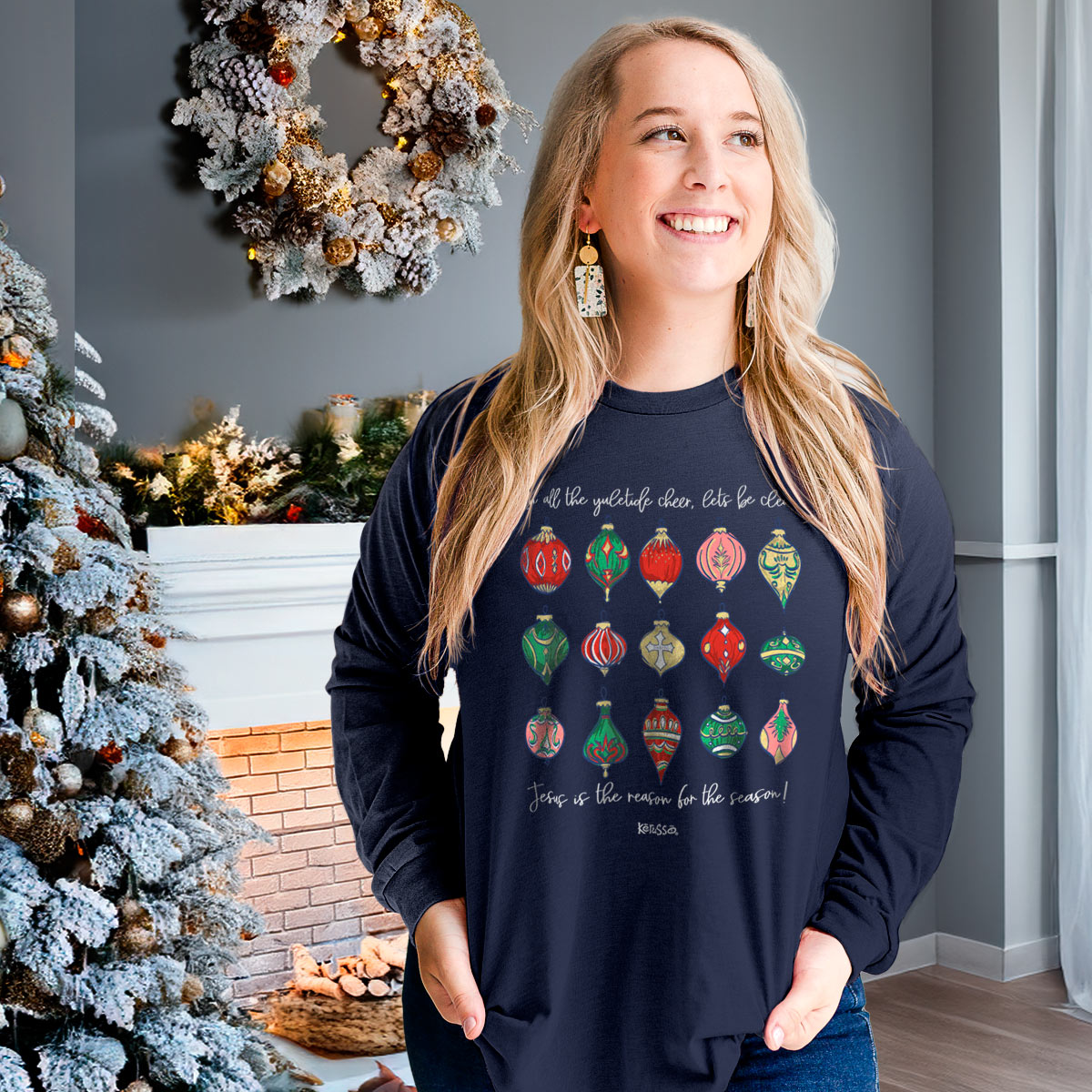 Kerusso Christmas Long Sleeve T-Shirt Ornaments