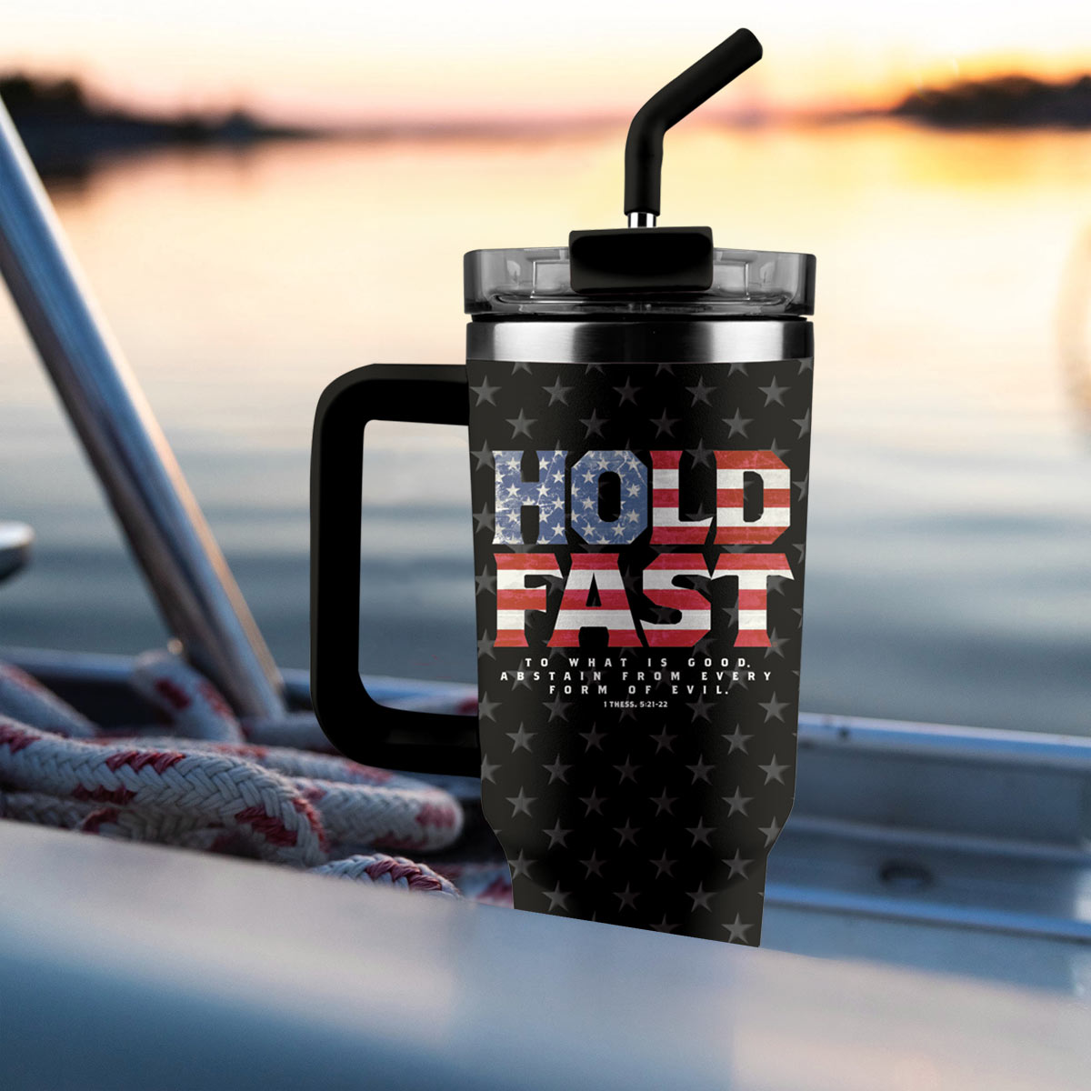 HOLD FAST 40 oz Stainless Steel Mug With Straw Hold Fast Fill